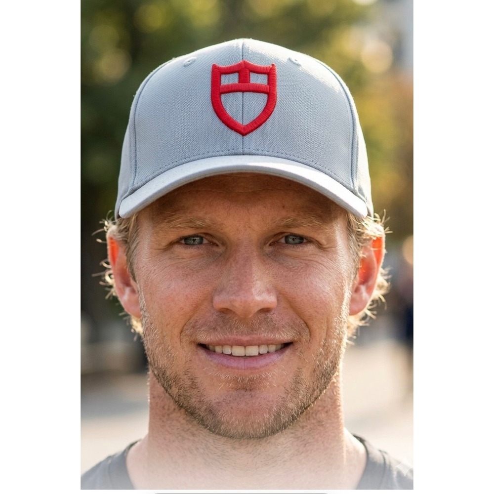 Tudor Watch Grey Baseball Cap Red Shield Logo Embroidered Adjustable Hat